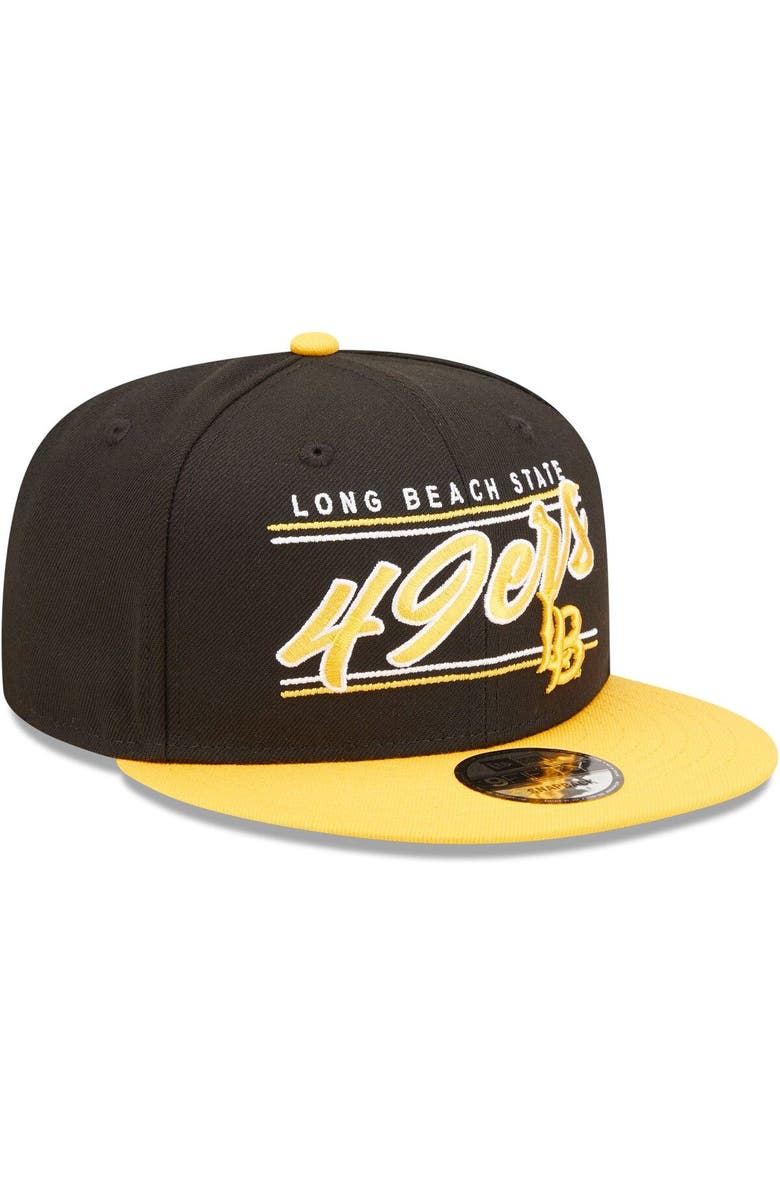 New Era Men's New Era Black Cal State Long Beach The Beach Team Script 9FIFTY Snapback Hat, Alternate, color, 