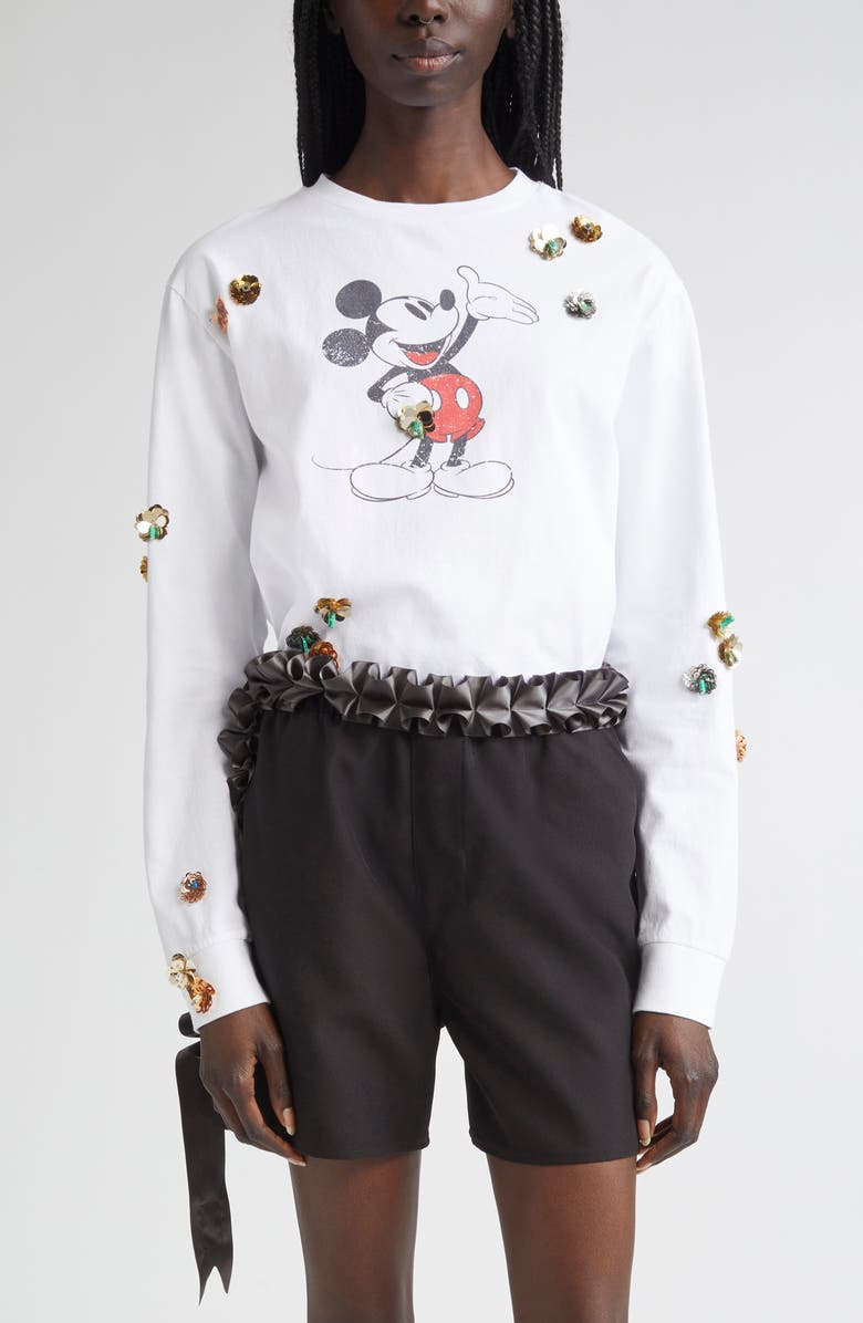 Coperni x Disney Mickey Mouse Appliqué Graphic T-Shirt, Main, color, White