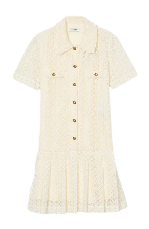 Sandro Short Lace Dress In Neutral