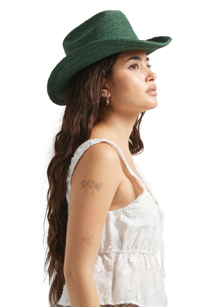 Odessa Packable Straw Cowboy Hat, Alternate, color, PRIMAL GREEN