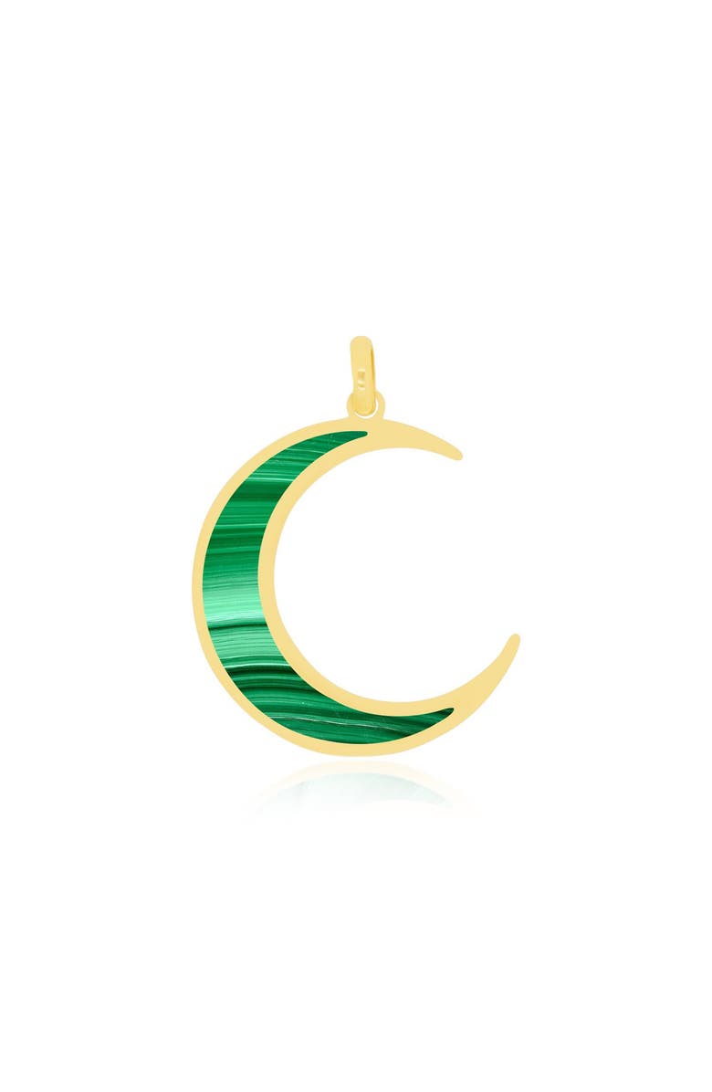 The Lovery Fine Jewelry Malachite Crescent Moon Charm, Main, color, Malachite