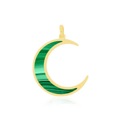 Malachite Crescent Moon Charm