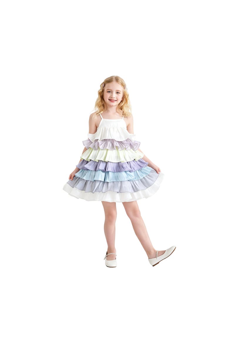Talia Gradient Ruffle Dress, Alternate, color, White