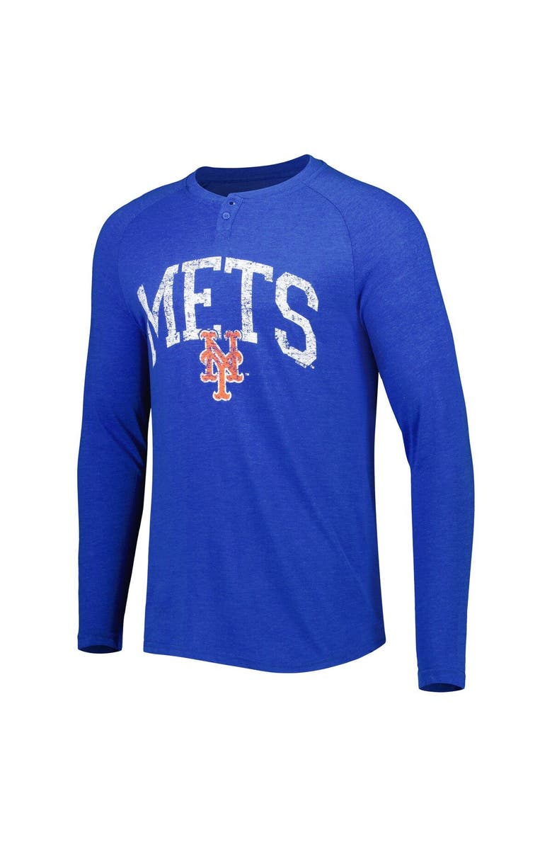 CONCEPTS SPORT Men's Concepts Sport Royal New York Mets Inertia Raglan Long Sleeve Henley T-Shirt, Alternate, color,
