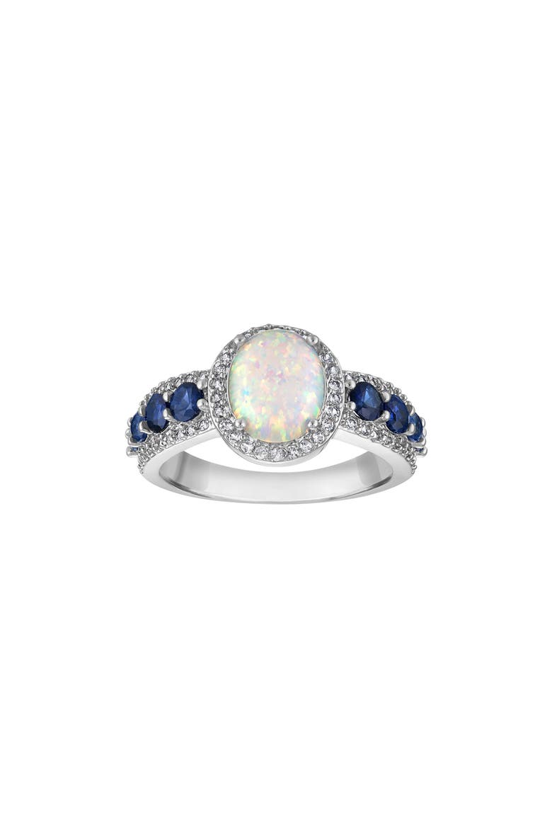 Lab Created Opal & Sapphire Statement Ring, Main, color, WHITE/ BLUE/ SILVER
