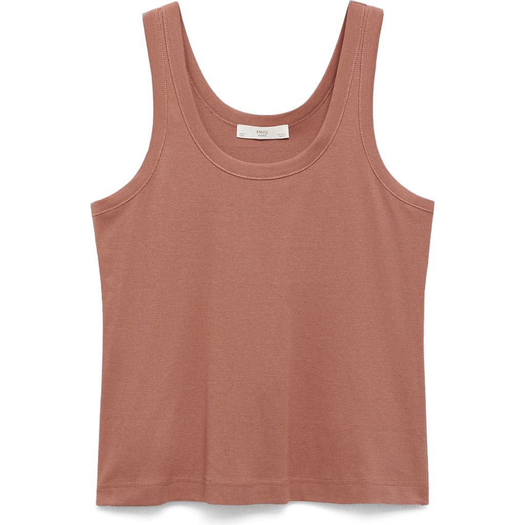 Mango Scoop Neck Cotton Tank In Medium Pink