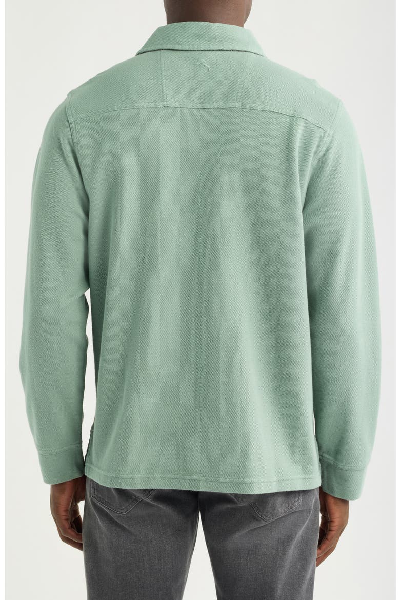 Maldives Long Sleeve Polo, Alternate, color, TROPICAL FERN