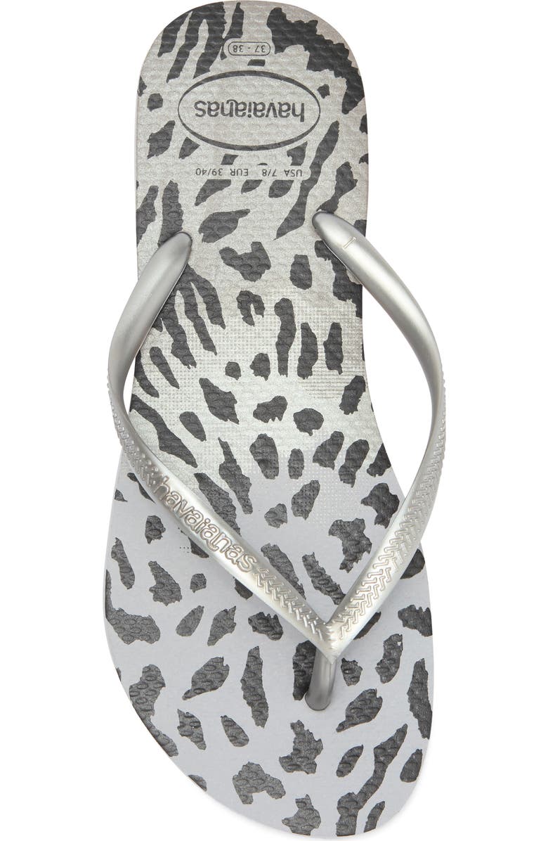 Havaianas Slim Animal Print Flip Flop, Alternate, color, Grey/ Grey