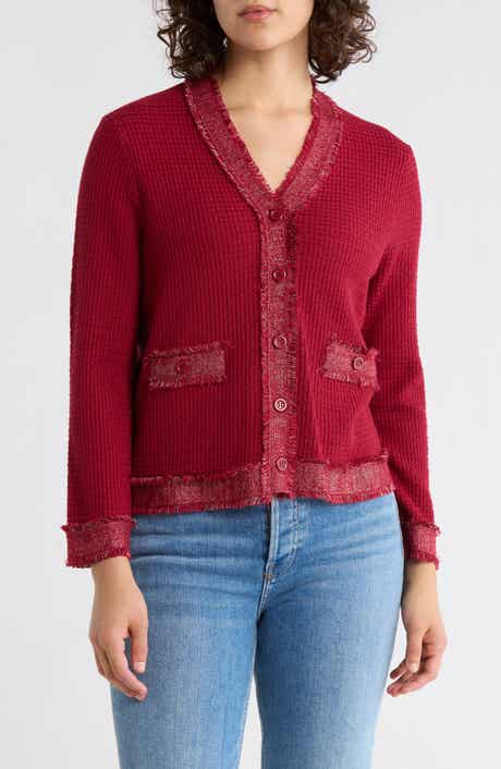 Adrianna Papell Frayed Knit Cardigan