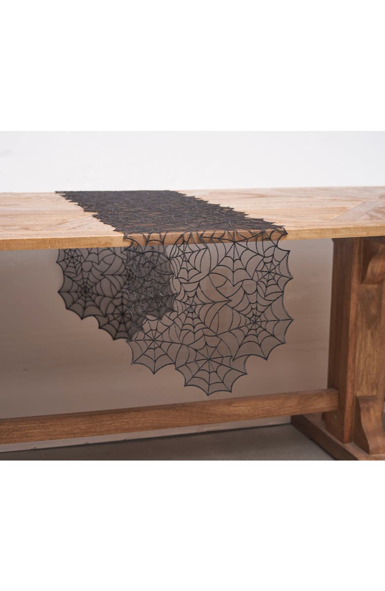 C&F Home Spider Webb Halloween Reversible Translucent Decorative Table Runner 12" x 68", Alternate, color, Black