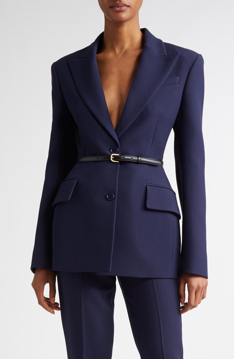 Michael Kors Collection Sculpted Crepe Blazer, Main, color, Maritime