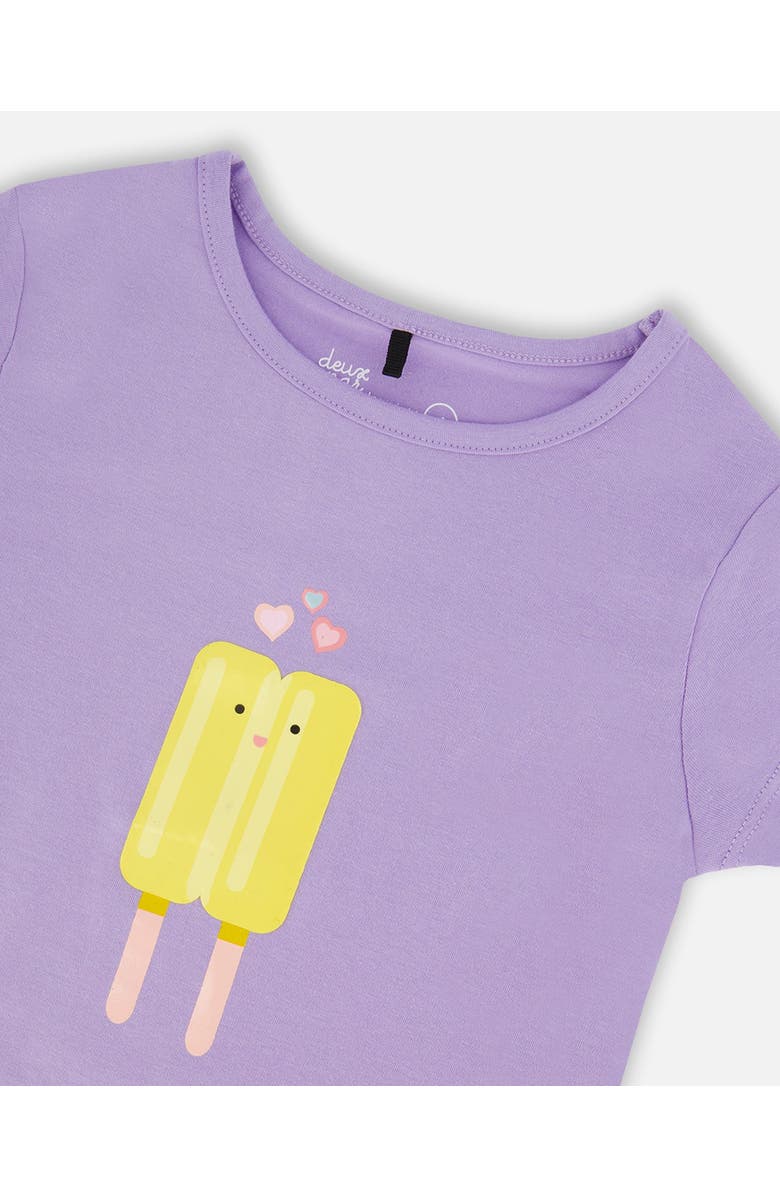 Deux par Deux Little Girl's Organic Cotton Tee Mauve And Yellow Lollipop, Alternate, color, 