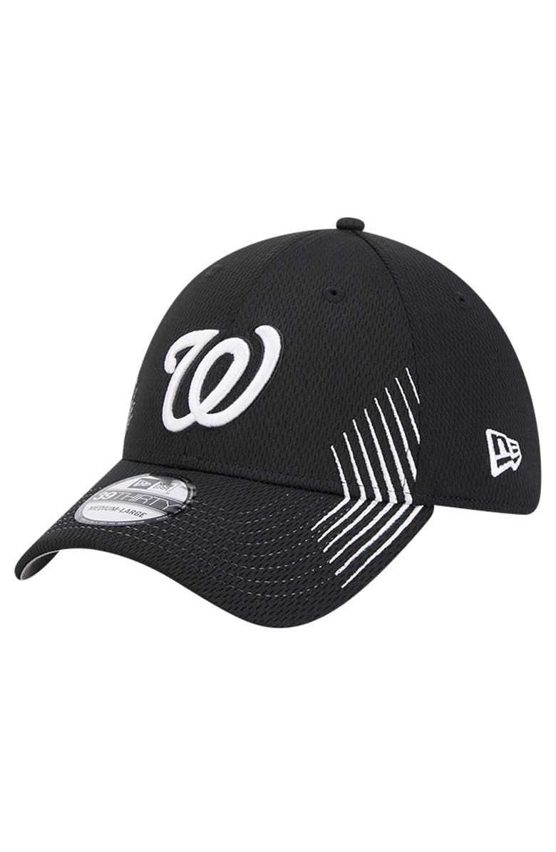 New Era Men's New Era Black Washington Nationals Active Dash Mark 39THIRTY Flex Hat, Main, color, Black