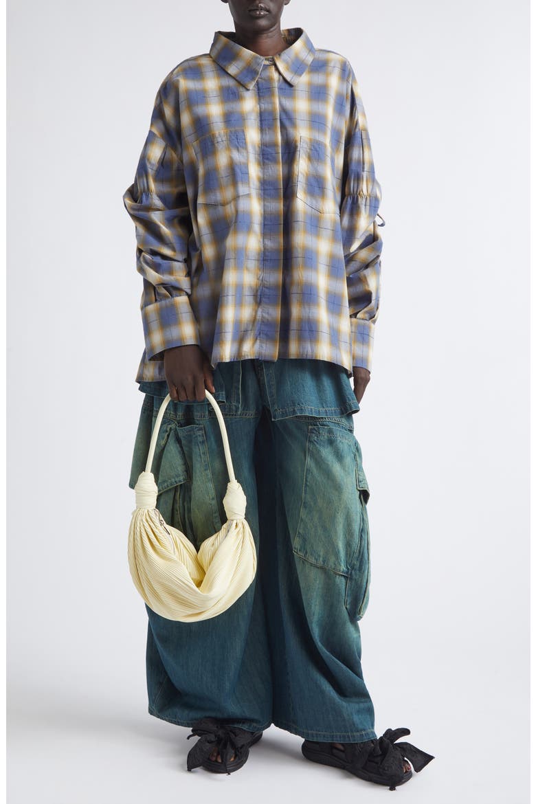 Hazel Skirt Panel Oversize Denim Cargo Pants, Alternate, color, GREENWASH