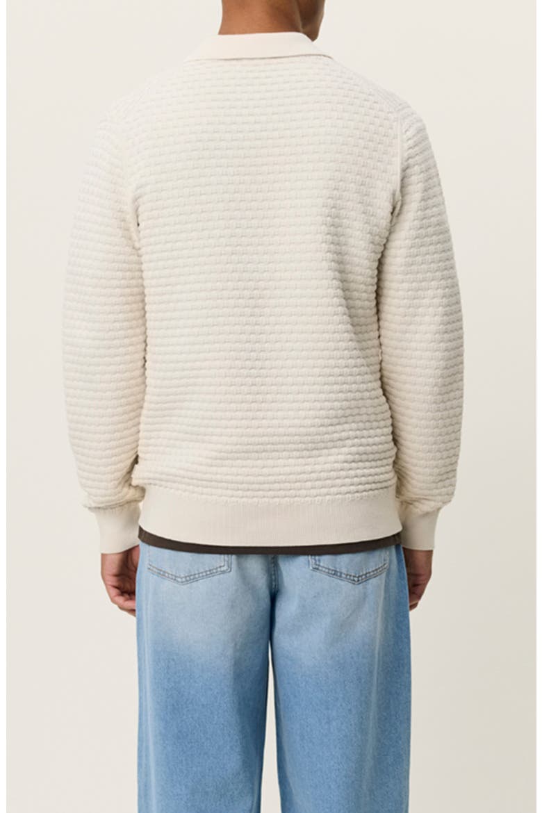 Billy Weave Long Sleeve Polo, Alternate, color, LIGHT IVORY