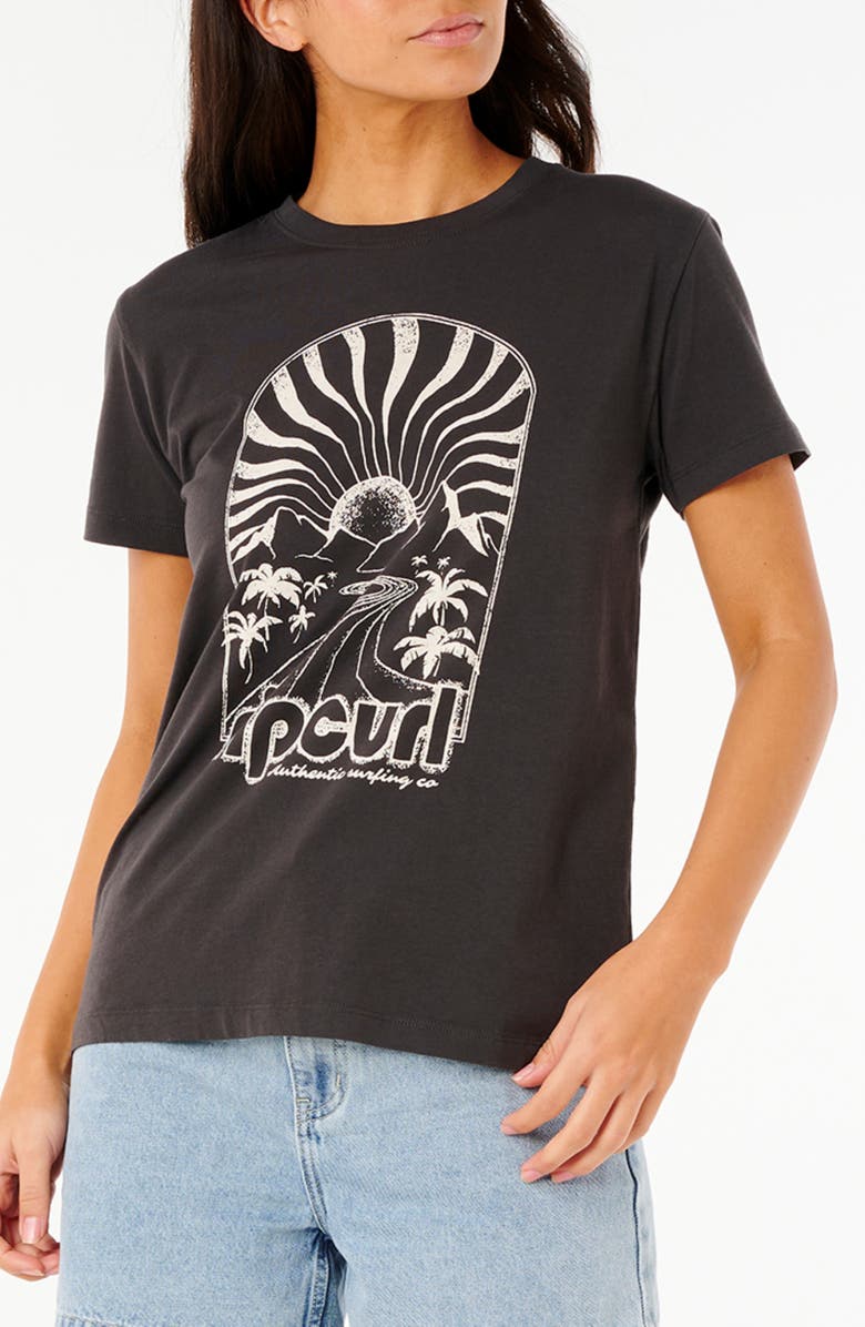 Rip Curl Radiant Cotton Graphic T-Shirt, Main, color, Washed Black