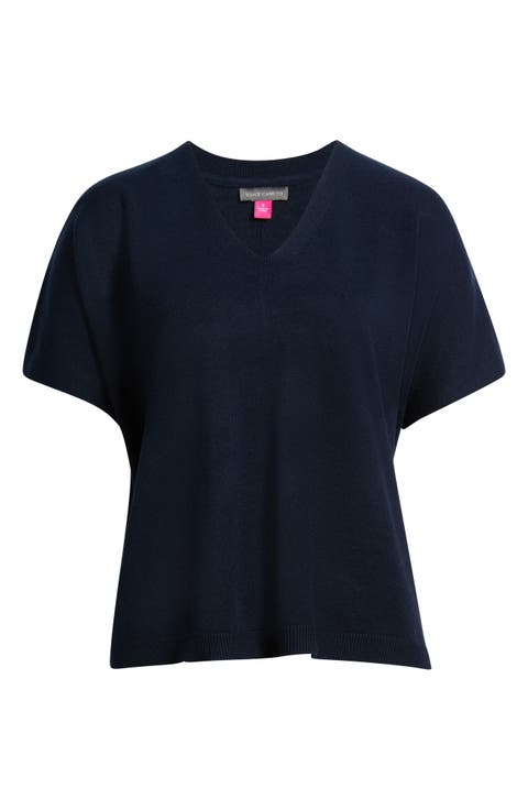 V-Neck Short Sleeve Boxy Sweater