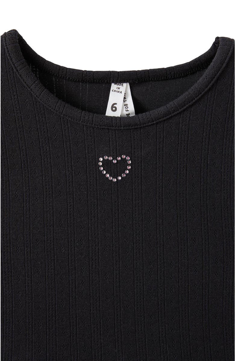 Cotton On Kids Kid's Harper Long Sleeve Dress Up Dress, Alternate, color, Black Pointelle Heart