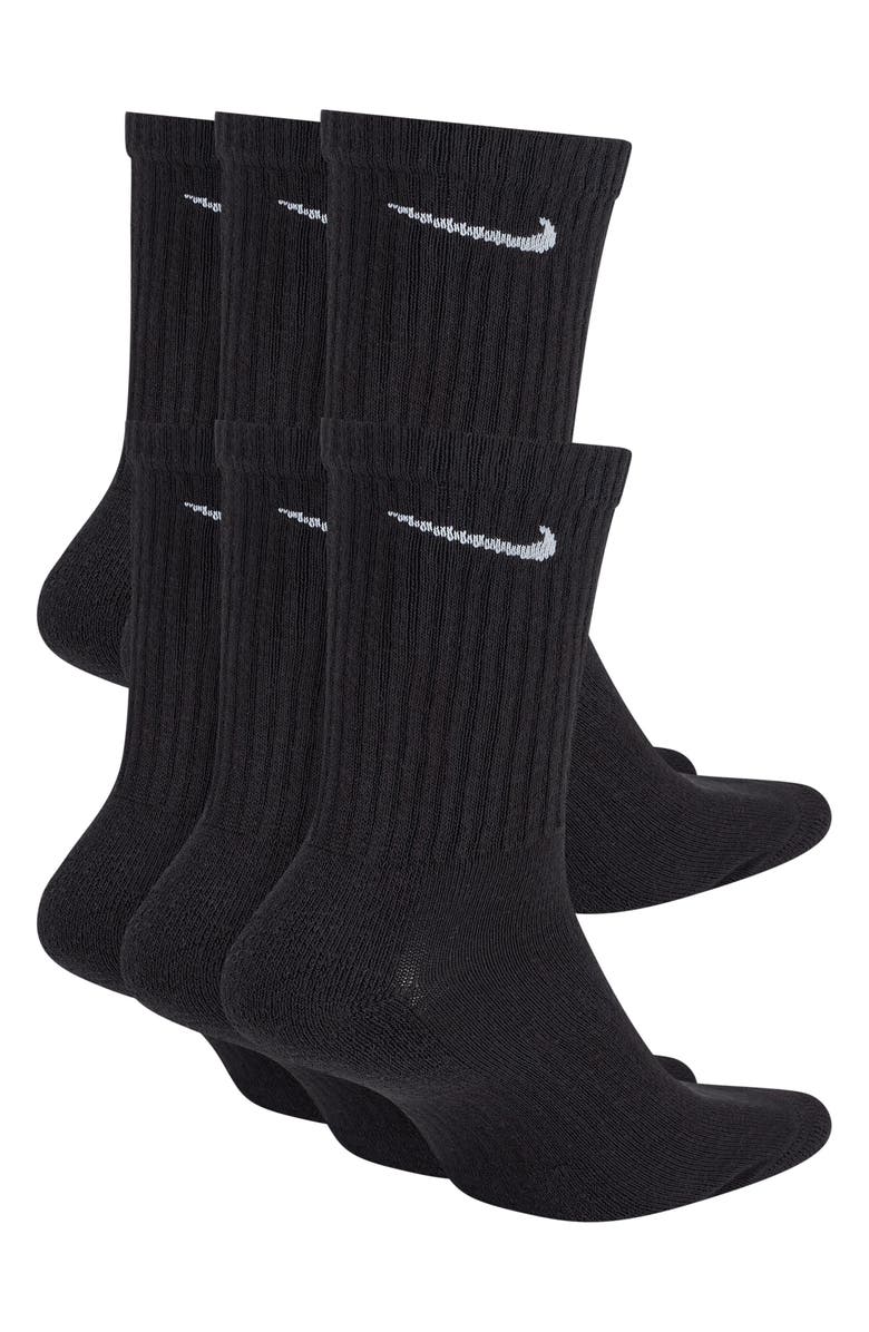 Nike Everyday Crush Crew Socks - Pack of 6, Alternate, color, 010 Black/White