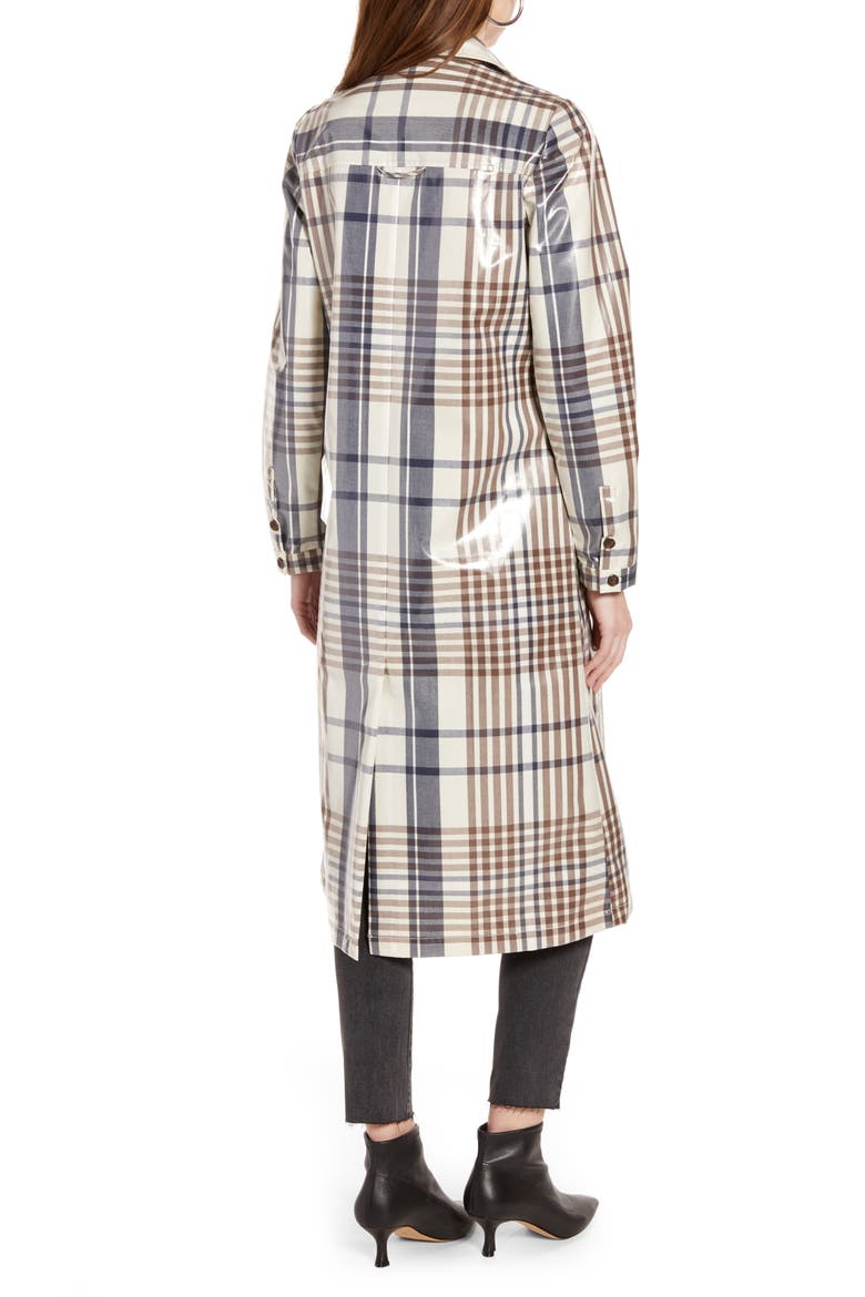 Water Resistant Plaid Glossy Trench Coat (Nordstrom Exclusive), Alternate, color, IVORY BIRCH TAYLOR PLAID