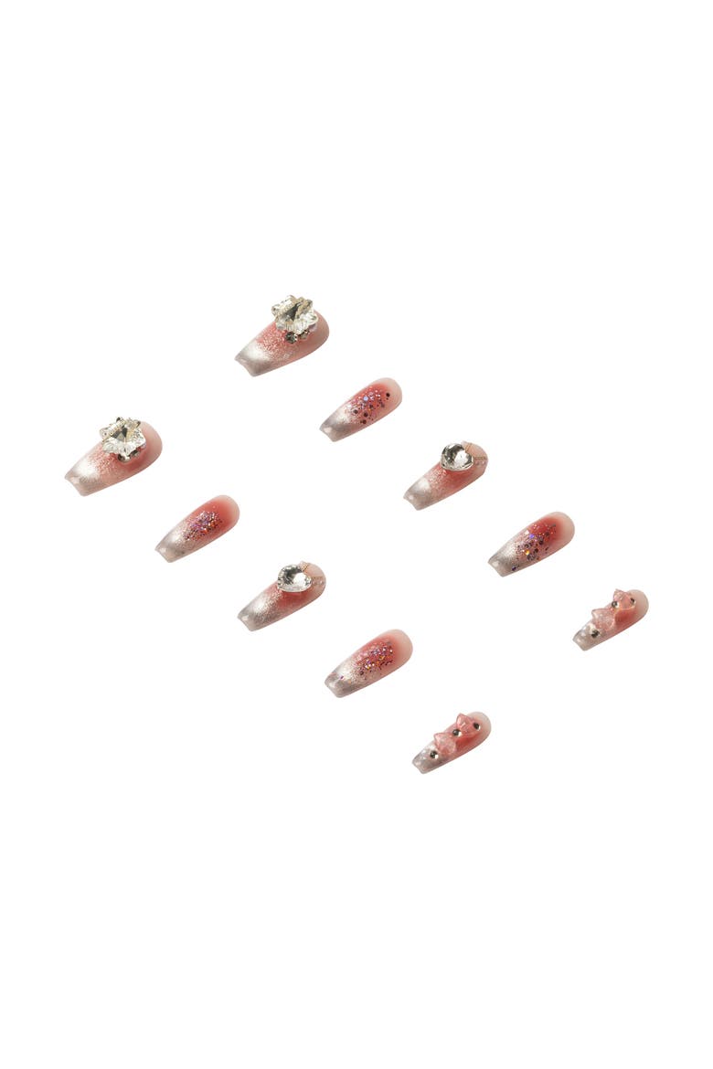 Eternal Blossom Luxury Handmade Press On Nails, Alternate, color, Salmon