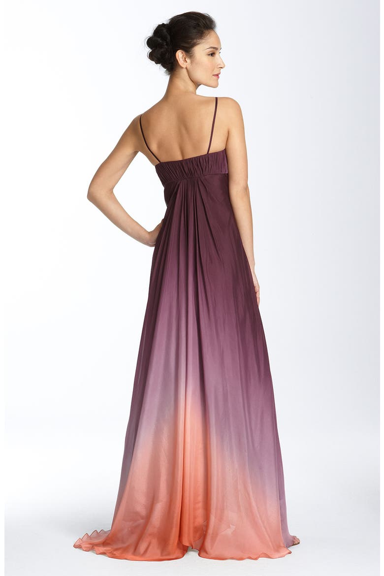 Ombré Chiffon Gown, Alternate, color, PURPLE / ORANGE