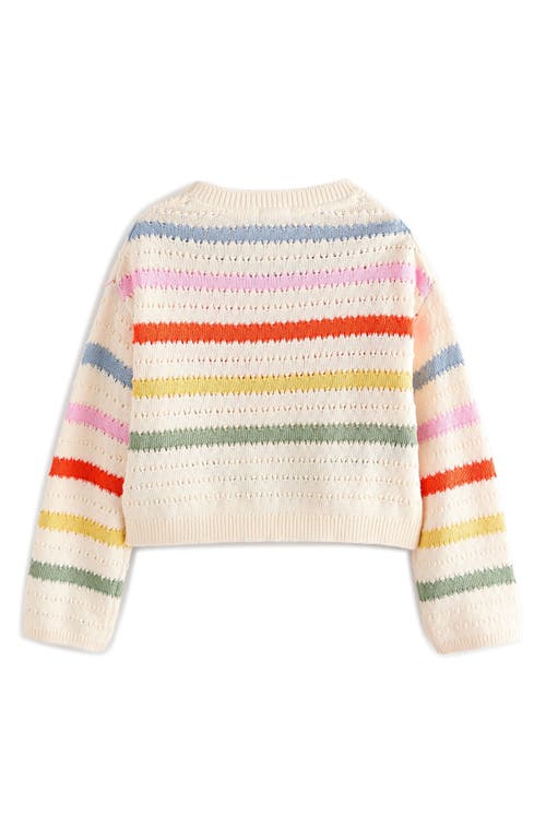 Next Kids' Rainbow Stripe Cotton Crewneck Sweater In White