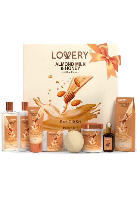 Almond Milk & Honey Spa Gift Set - With Handmade Oatmeal Soap & More