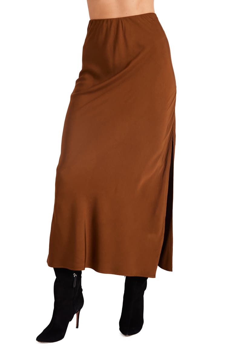 Side Slit Bias Satin Maxi Skirt, Main, color, TWILIGHT G