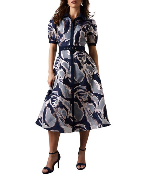 Short Sleeve Jacquard Shirt Dress