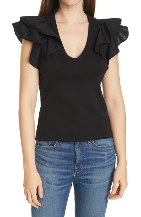 Cathie Ruffle Rib Top