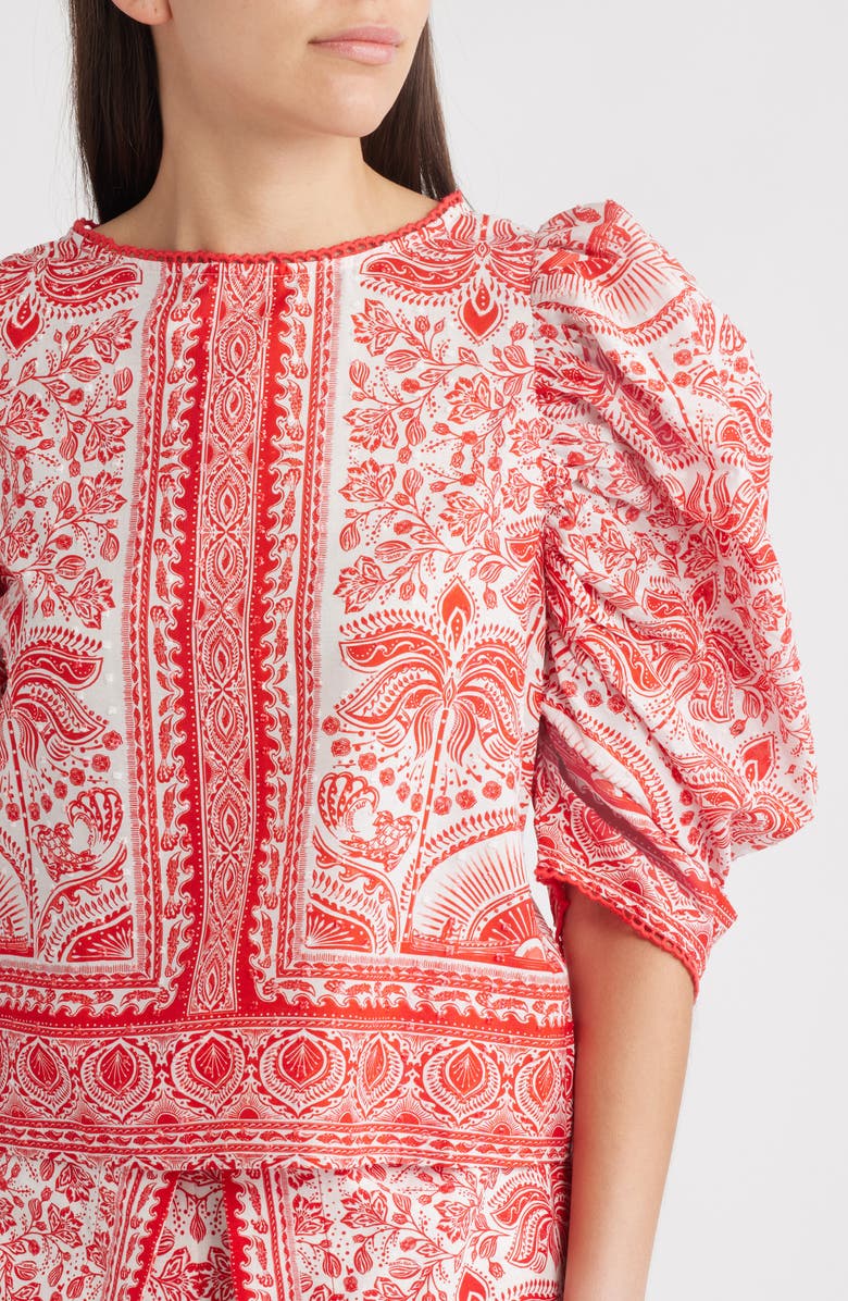 FARM Rio River Ride Puff Sleeve Cotton Top, Alternate, color, 