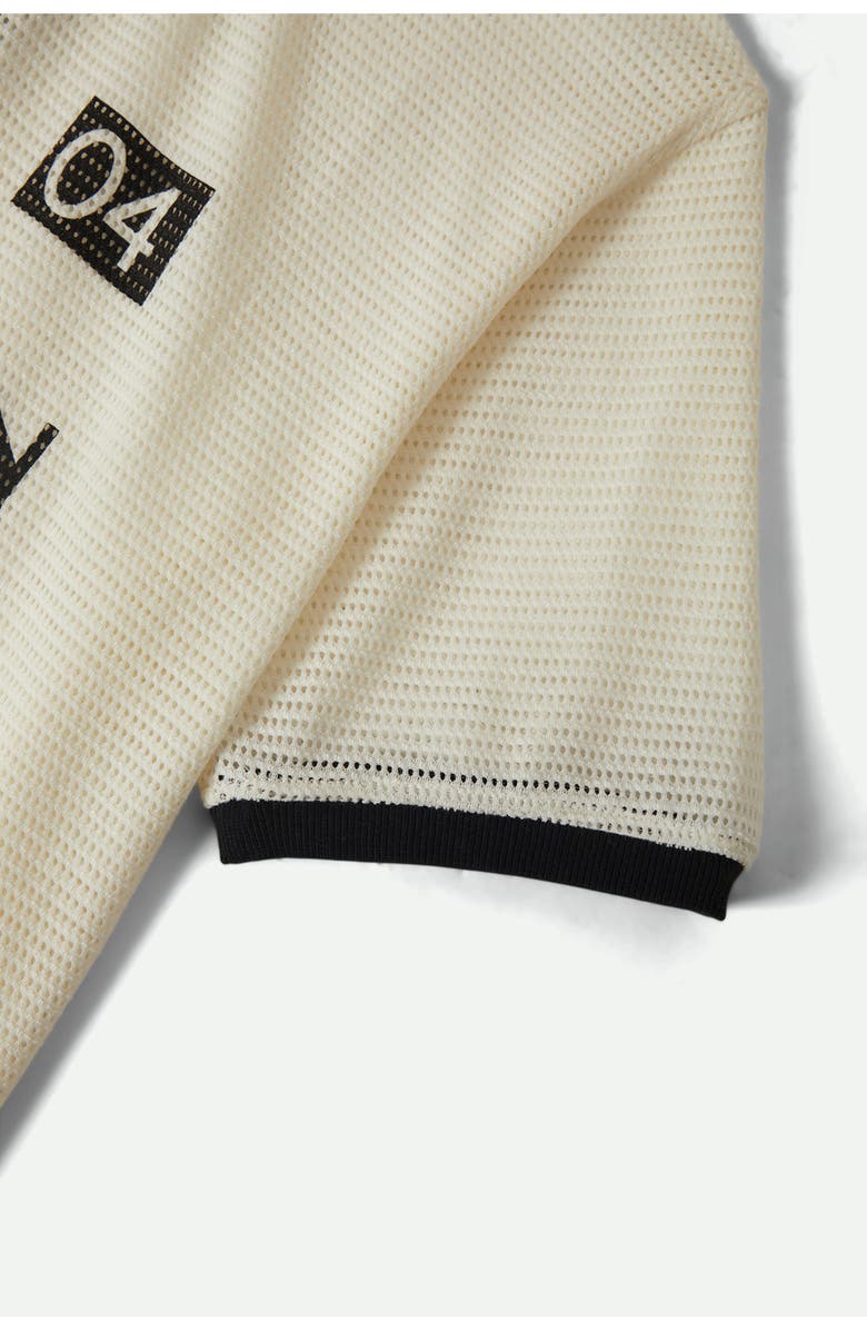 Brixton Varsity Johnny Collar Polo, Alternate, color, Off White/ Black