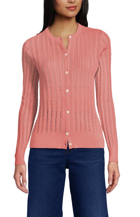 Cotton Pointelle Modern Cardigan Sweater