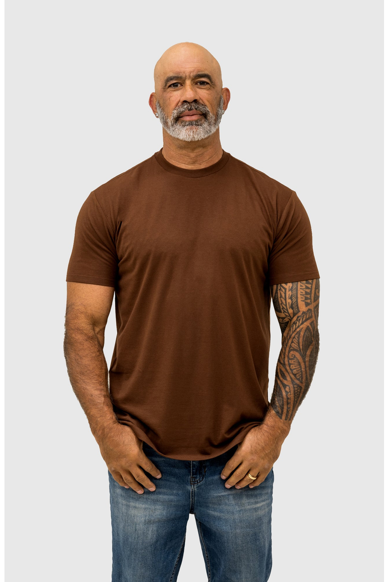 Crew Neck T-Shirts, Alternate, color, Tan, Cream, Chocolate Brown