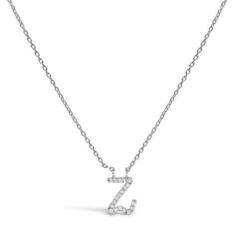 10K Gold Diamond Accent  A-Z Initial Script Style Pendant Necklace