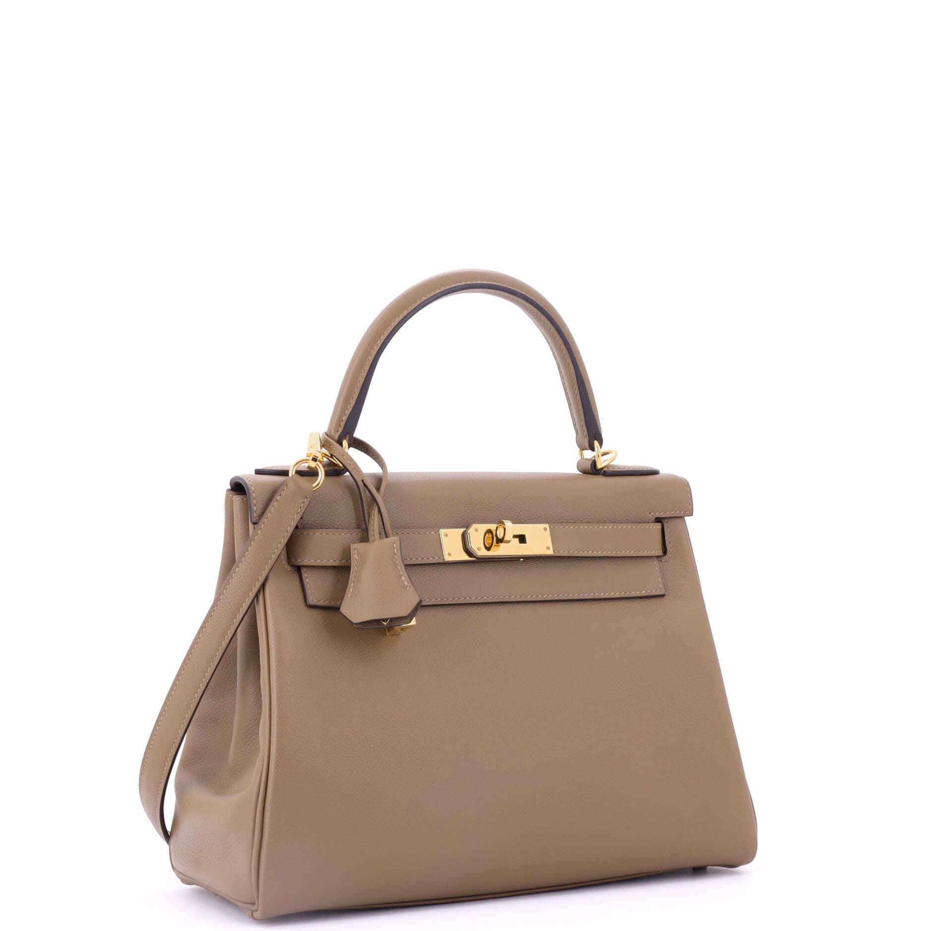 Pre-Owned Hermes Kelly Handbag Brown Evercolor with Gold Hardware 28, Alternate, color, 
