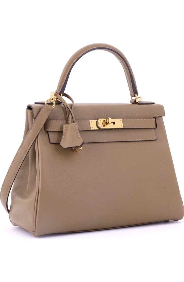 Pre-Owned Hermes Kelly Handbag Brown Evercolor with Gold Hardware 28, Alternate, color,