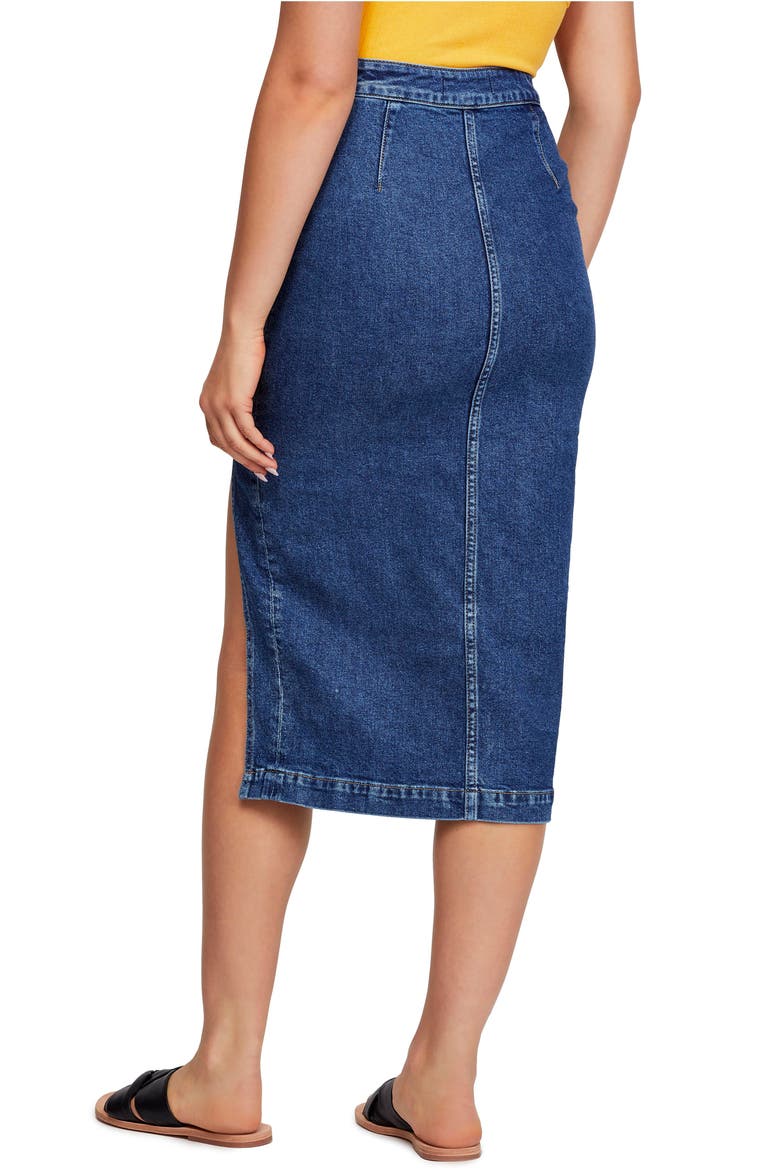 Jasmine Button Midi Skirt, Alternate, color, DENIM BLUE