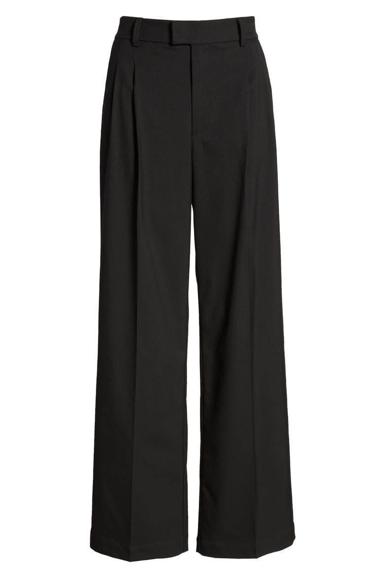 Marnie High Waist Straight Leg Pants, Alternate, color, BLACK TWILL