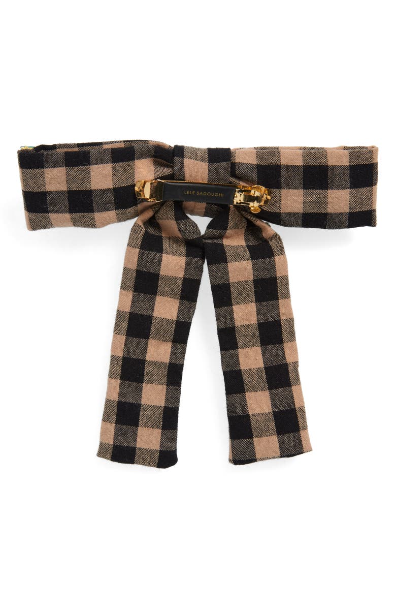 Lele Sadoughi Antoinette Embellished Gingham Bow Hair Clip, Alternate, color, 