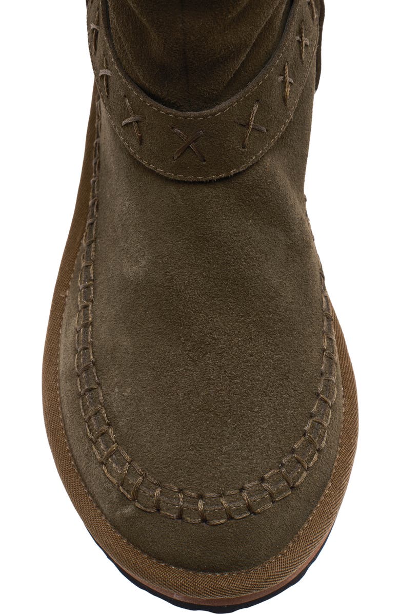 Free People Faye Fringe Faux Fur Boot, Alternate, color, Military Olive Suede