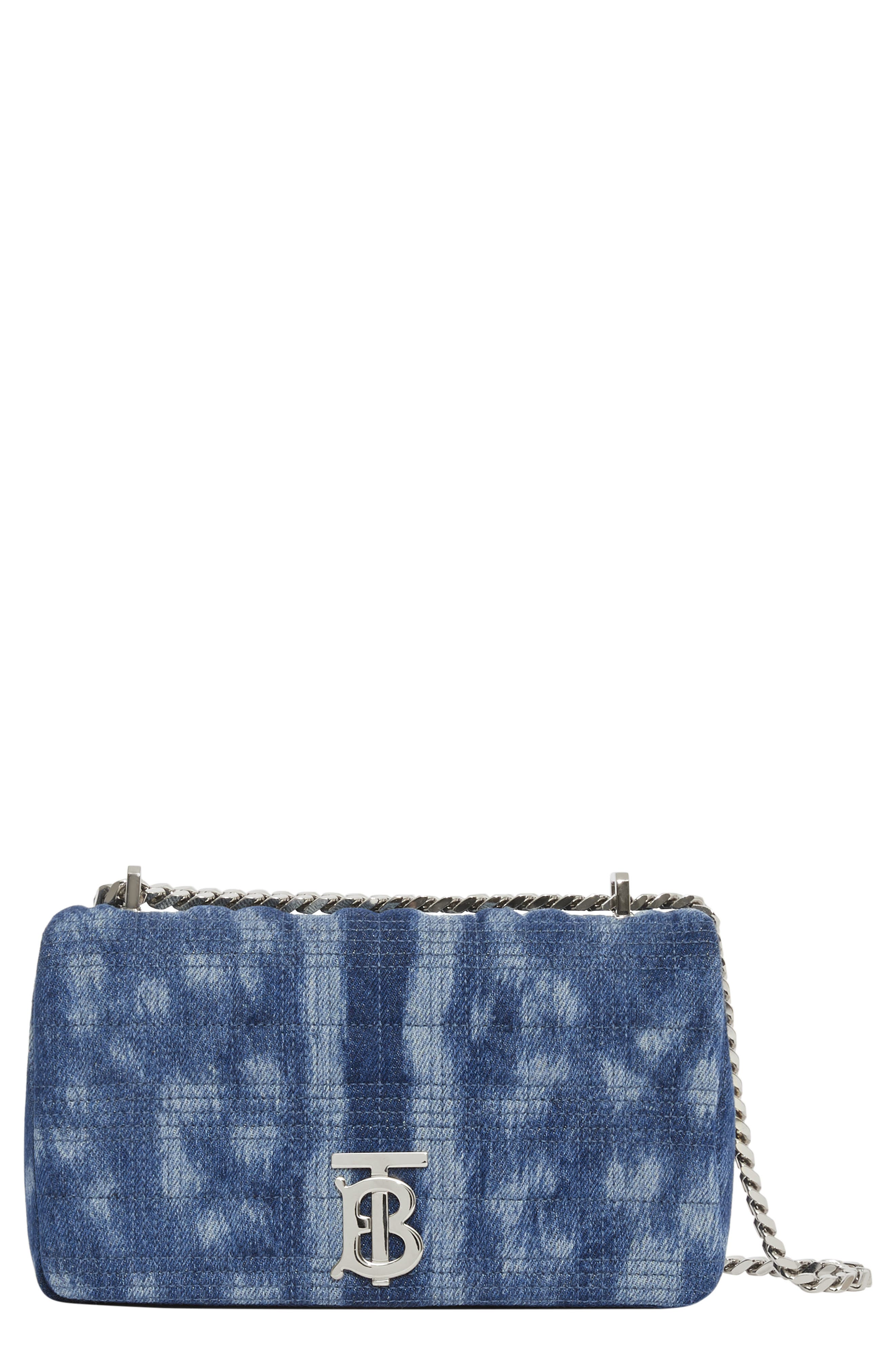 Burberry Small Lola Quilted Denim Shoulder Bag, Main, color, 
