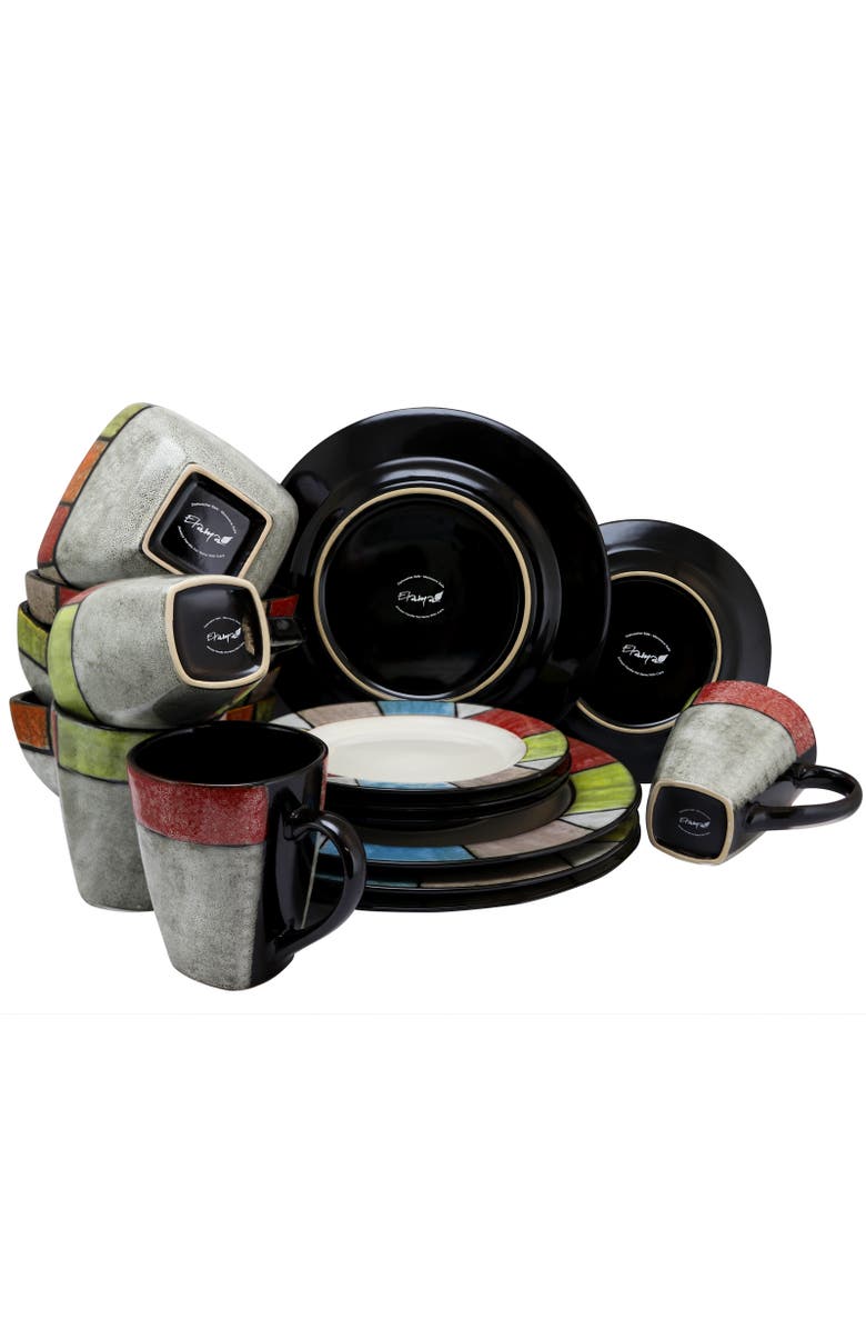 Elama Country Cottage 16 Piece Stoneware Dinnerware Set, Alternate, color, White