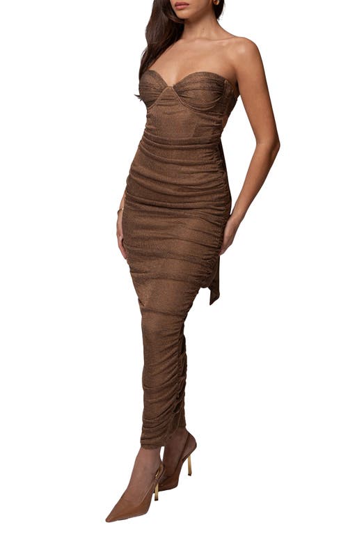Jluxlabel Ruched Metallic Tie Back Maxi Dress In Animal Print