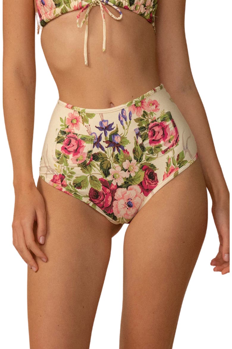 Polly Floral High Waist Bikini Bottoms, Main, color, BOUQUET