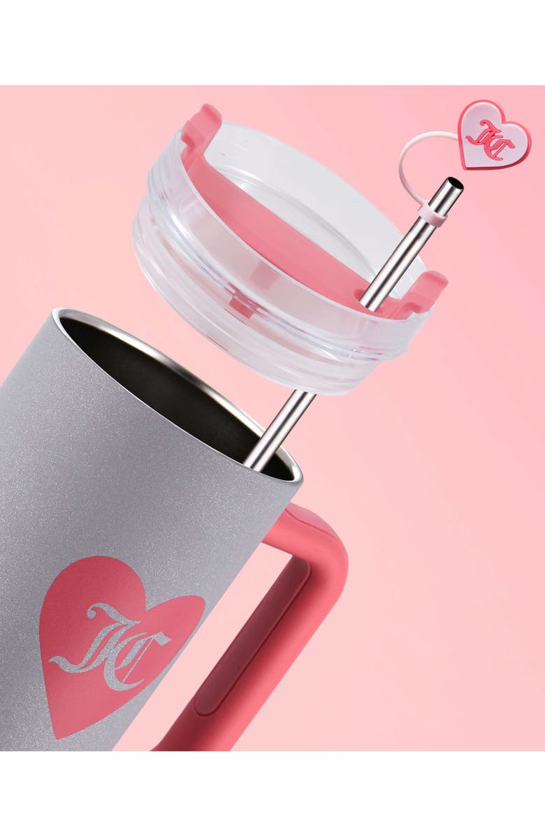 Juicy Couture 30-Ounce Jetsetter Stainless steel Water Bottle, Alternate, color, Glitter Silver