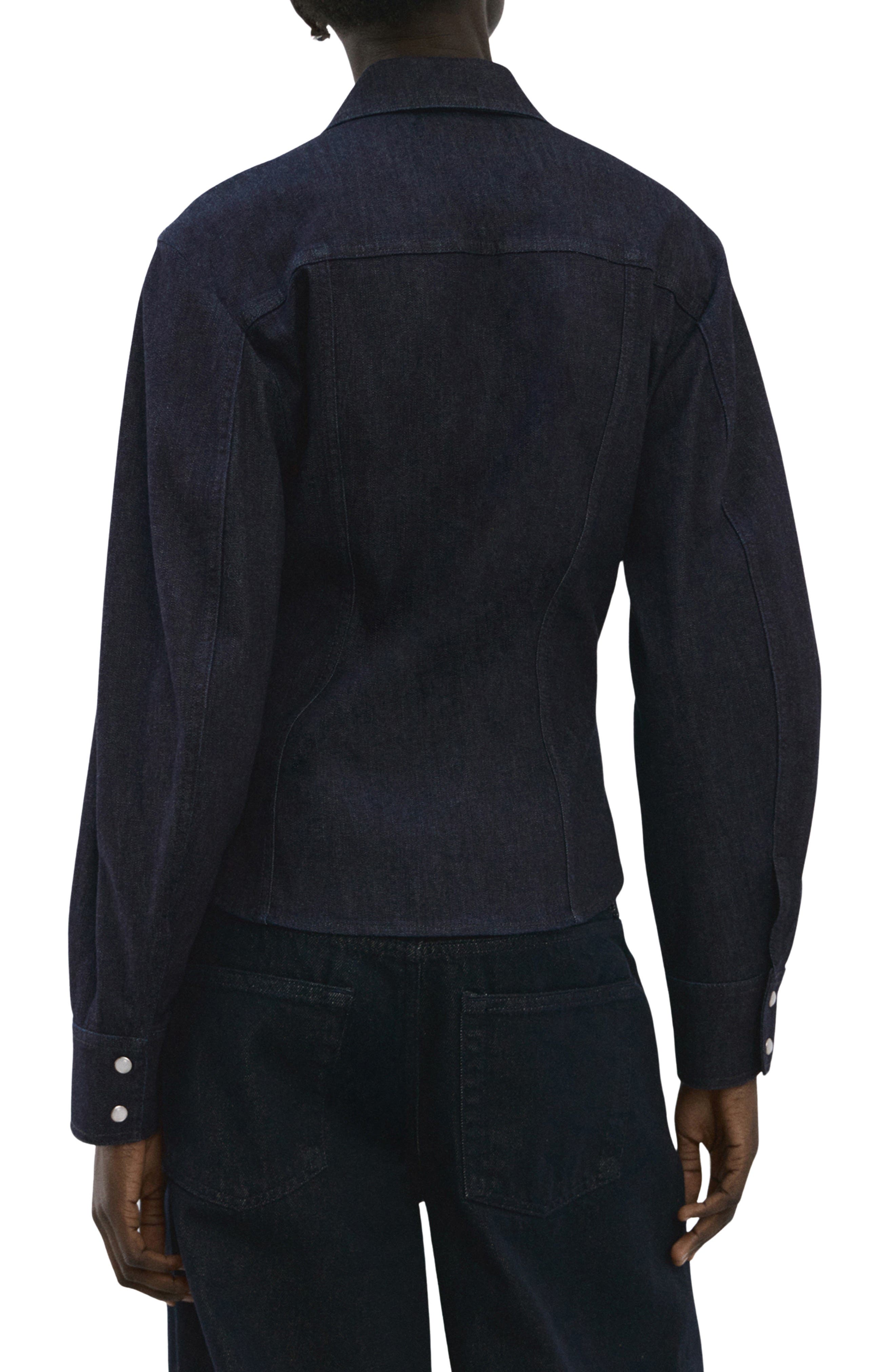 Long Sleeve Denim Shirt with Seams - image 2