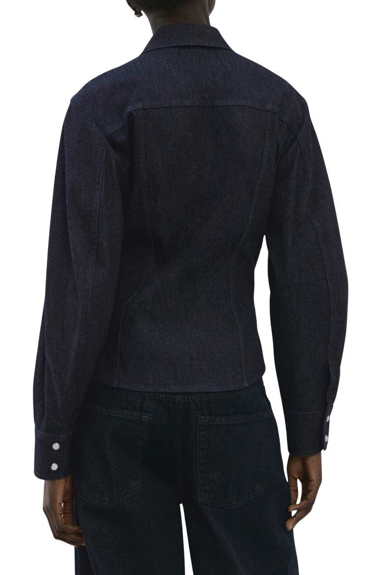 Long Sleeve Denim Shirt with Seams, Alternate, color, OPEN BLUE