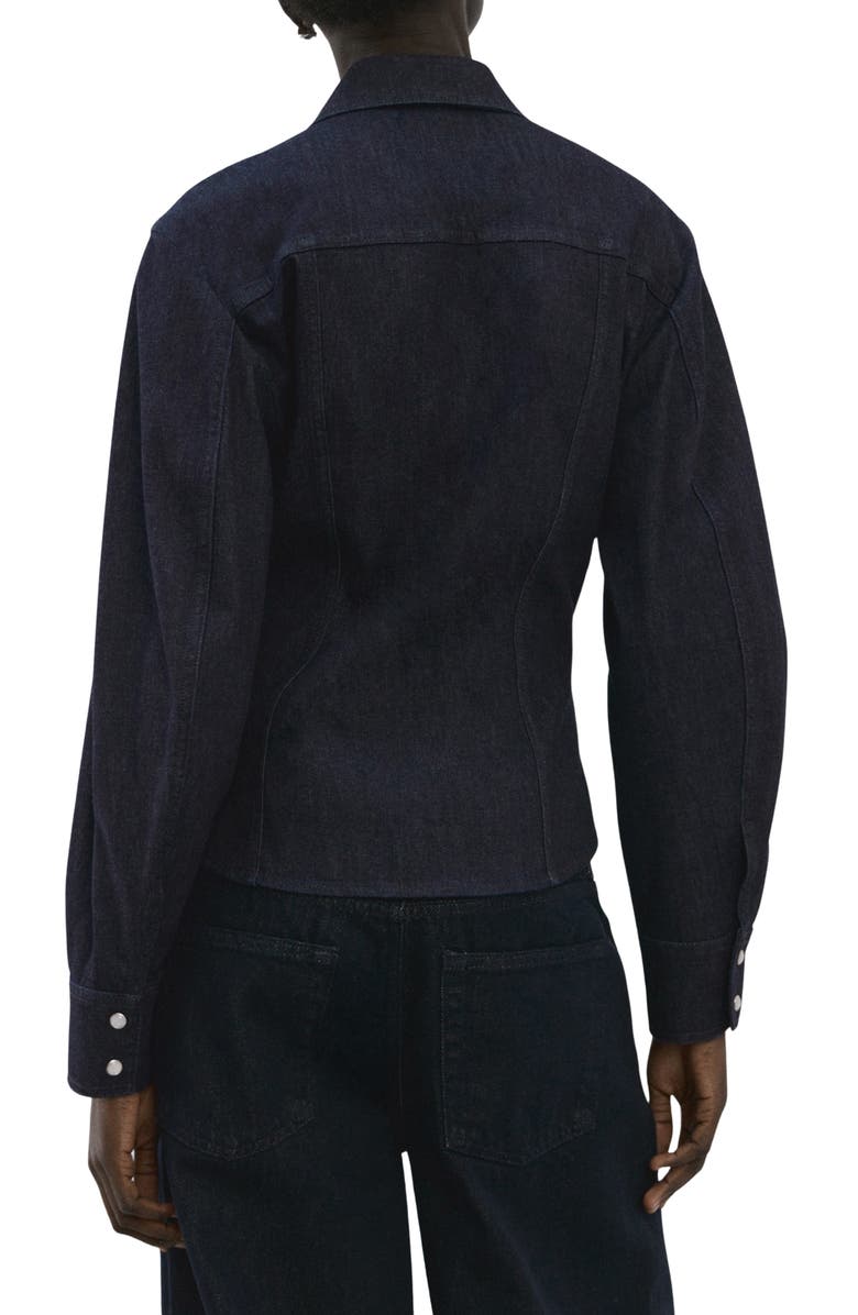 MANGO Long Sleeve Denim Shirt with Seams, Alternate, color, Open Blue